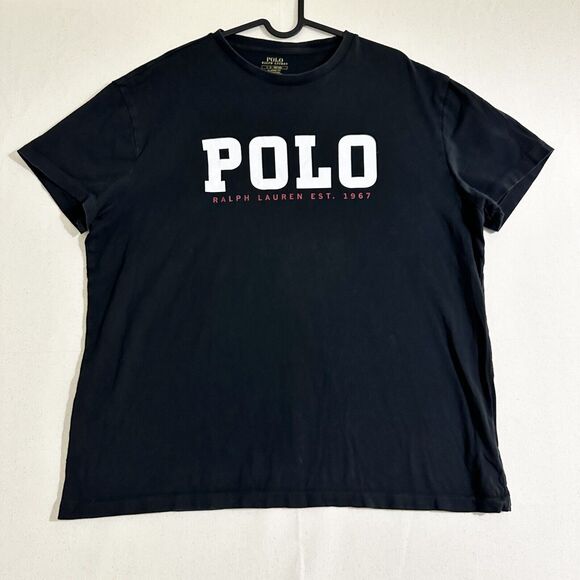Polo Ralph Lauren Men Black Size Large Short Sleeve T-Shirt Spellout Logo - Picture 1 of 8